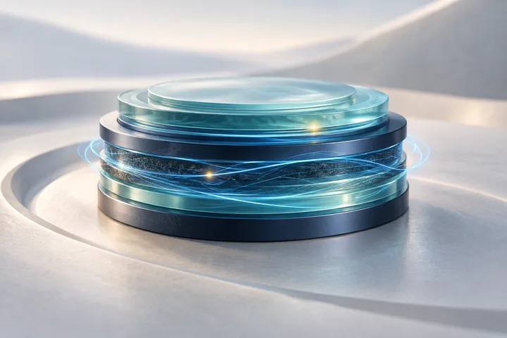 Conceptual illustration of layered teal energy-storage materials